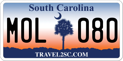 SC license plate MOL080