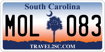 SC license plate MOL083