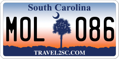SC license plate MOL086