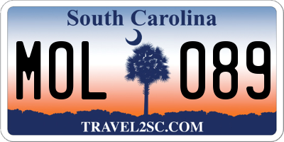 SC license plate MOL089