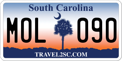 SC license plate MOL090