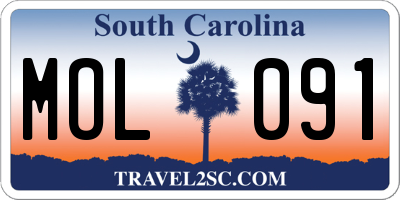SC license plate MOL091