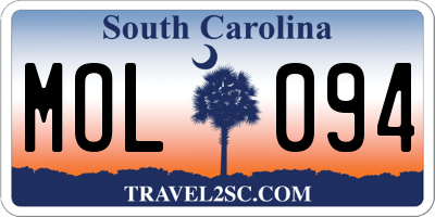 SC license plate MOL094