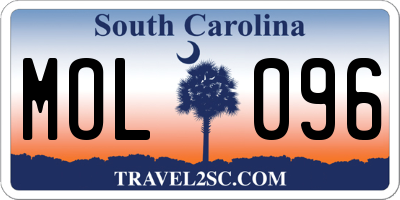 SC license plate MOL096