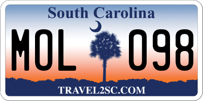 SC license plate MOL098
