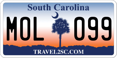 SC license plate MOL099