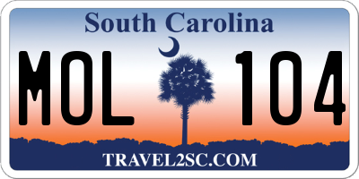 SC license plate MOL104