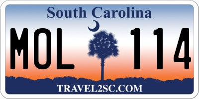 SC license plate MOL114