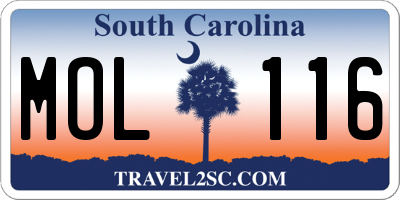 SC license plate MOL116