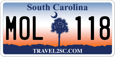 SC license plate MOL118