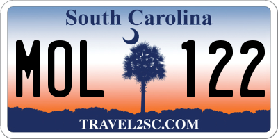 SC license plate MOL122
