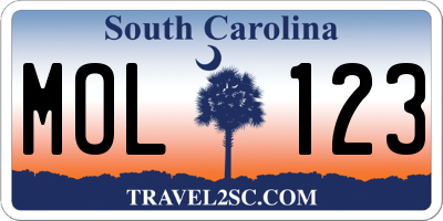 SC license plate MOL123