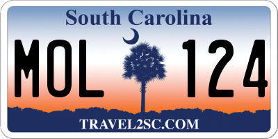 SC license plate MOL124