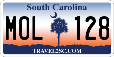 SC license plate MOL128