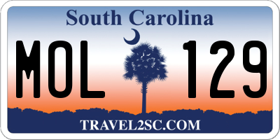 SC license plate MOL129