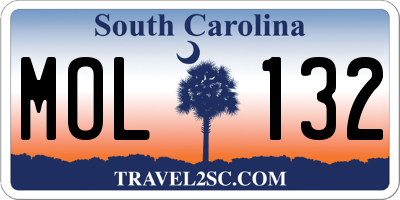 SC license plate MOL132