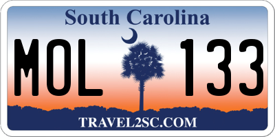 SC license plate MOL133