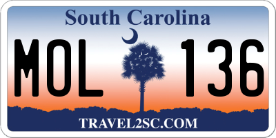SC license plate MOL136