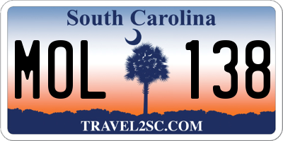 SC license plate MOL138