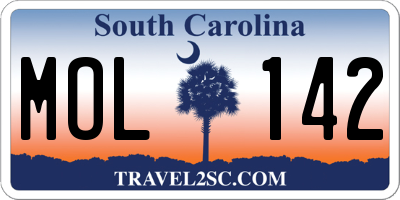 SC license plate MOL142