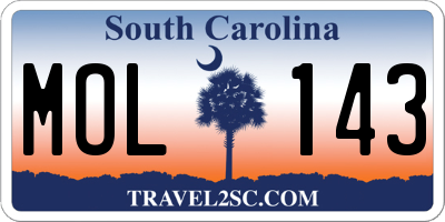 SC license plate MOL143