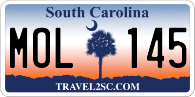 SC license plate MOL145