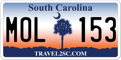 SC license plate MOL153