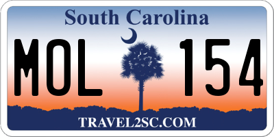SC license plate MOL154