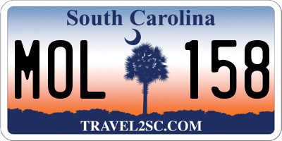 SC license plate MOL158