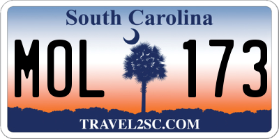 SC license plate MOL173