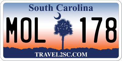SC license plate MOL178
