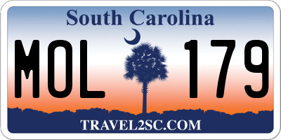 SC license plate MOL179