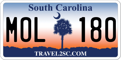 SC license plate MOL180