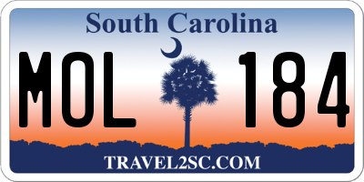 SC license plate MOL184