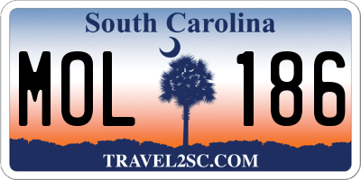 SC license plate MOL186