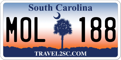 SC license plate MOL188