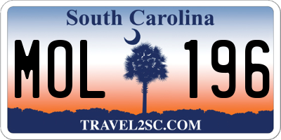 SC license plate MOL196