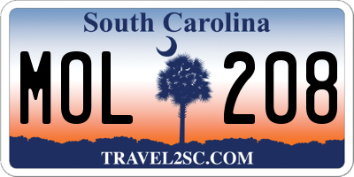 SC license plate MOL208
