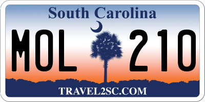 SC license plate MOL210