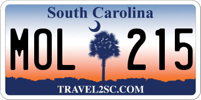 SC license plate MOL215
