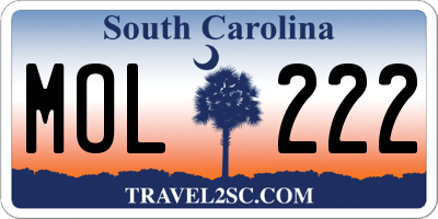 SC license plate MOL222