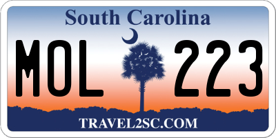 SC license plate MOL223