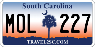 SC license plate MOL227