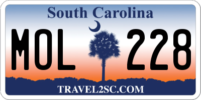 SC license plate MOL228