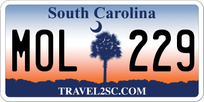 SC license plate MOL229
