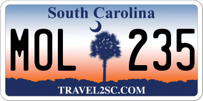SC license plate MOL235