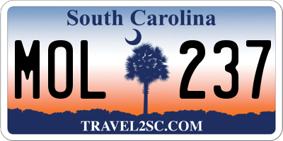 SC license plate MOL237