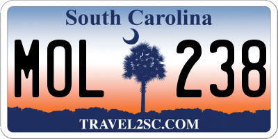 SC license plate MOL238