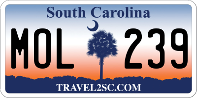 SC license plate MOL239