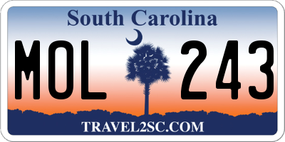 SC license plate MOL243